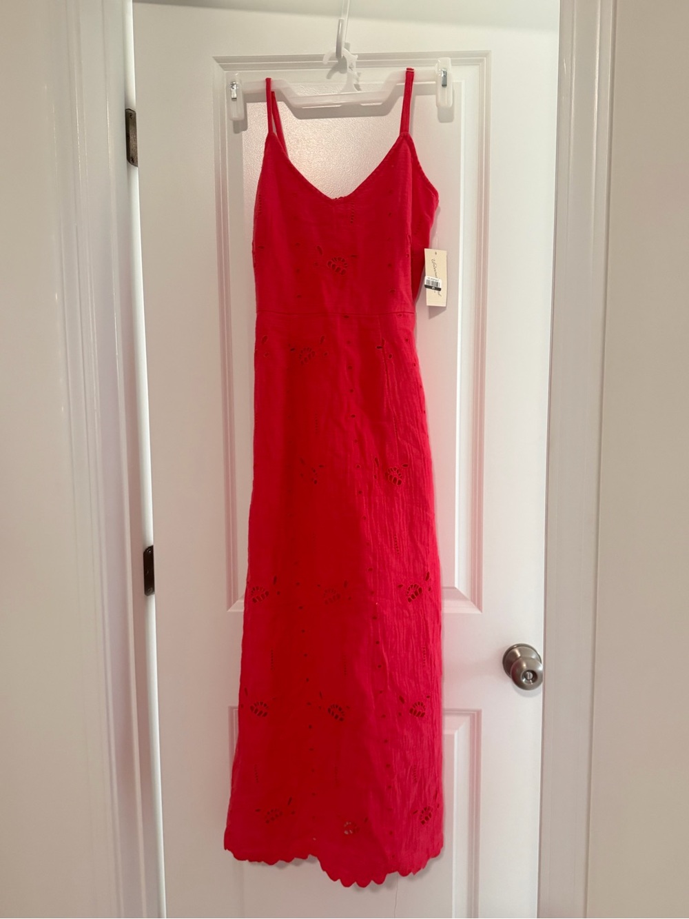 Universal Thread Red Eyelet Maxi Dress with Spaghetti Straps